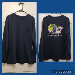 Vineyard Vines Navy L/S 100% Cotton Tee, Size Large, Preppy, Casual